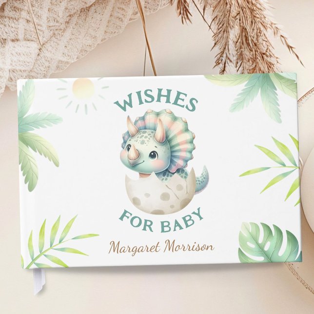 Wishes For Baby Girl Cute Dinosaur Guest Book Gästebuch (Von Creator hochgeladen)