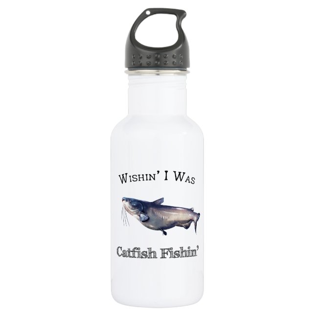 Wishin ich war Catfish Fishin Edelstahlflasche (Vorderseite)