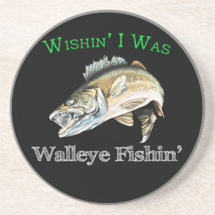 Wishin Ich war Walleye Fishin Getränkeuntersetzer
