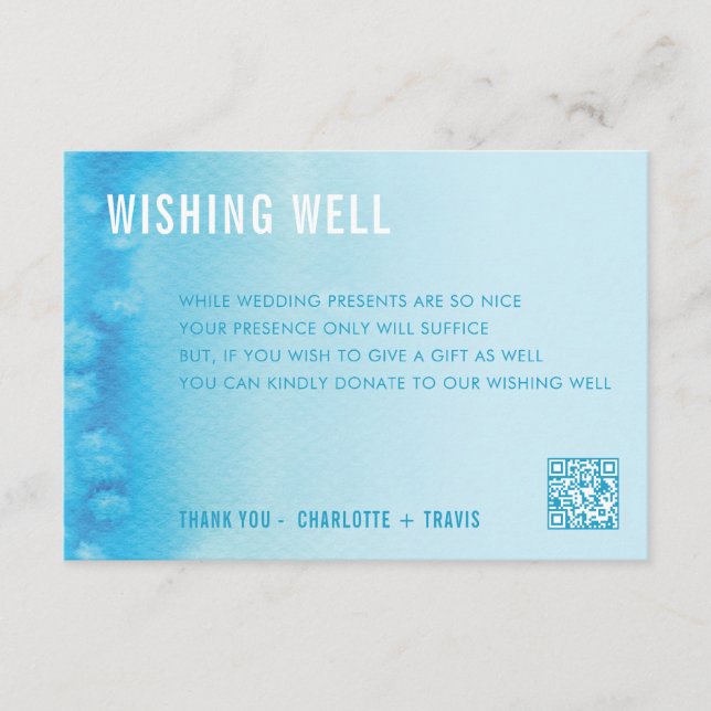 WISHING GUCARD :: ombre watercolor blue Begleitkarte (Vorderseite)