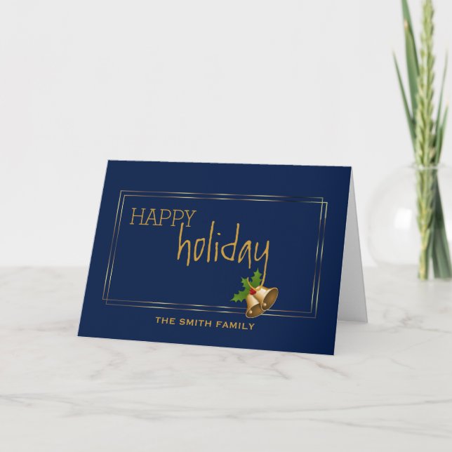 Wishing Happy Holiday Jingle Bell Blue Weihnachten (Vorderseite)
