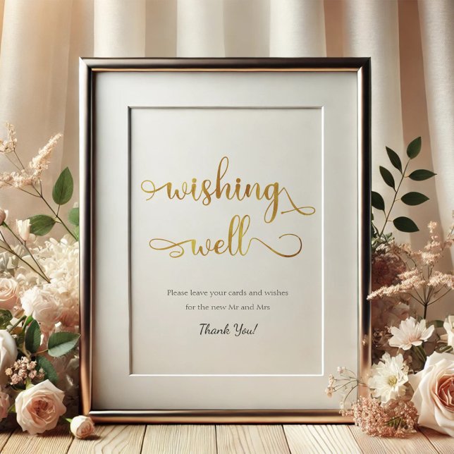 "Wishing Well" Gold White Trend Wedding Sign Poster (Von Creator hochgeladen)