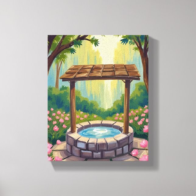 Wishing Well Magical Floral Forest Leinwanddruck (Vorderseite)