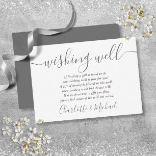 Wishing Well Signature Schrift Grau Weiße Hochzeit Begleitkarte