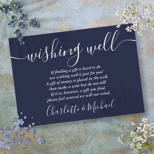 Wishing Well Signature Schrift Navy Blau Hochzeit Begleitkarte