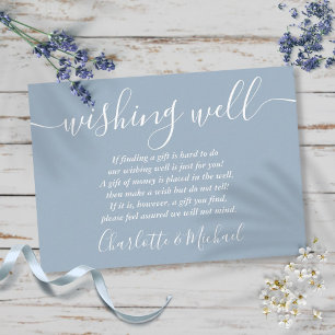 Wishing Well Signature Schrift Staubblau Hochzeit Begleitkarte