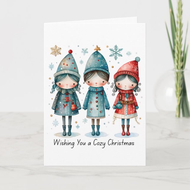 Wishing You a Cozy Christmas Folded Greeting Card Karte (Vorderseite)