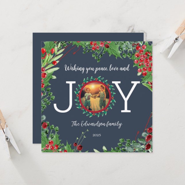 Wishing you Peace Love Jove Carte de Noël photo (Devant/Arrière en situation)