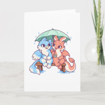 Wisp und Ember teilen sich einen Regenschirm Freun