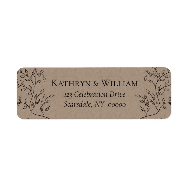 Wispy Black Floral Konturen Kraft Wedding (Vorne)