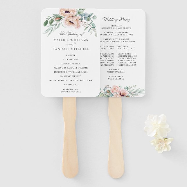 Wispy Boho Watercolor Poppies Wedding Program Fächer (Vorne und Hinten)