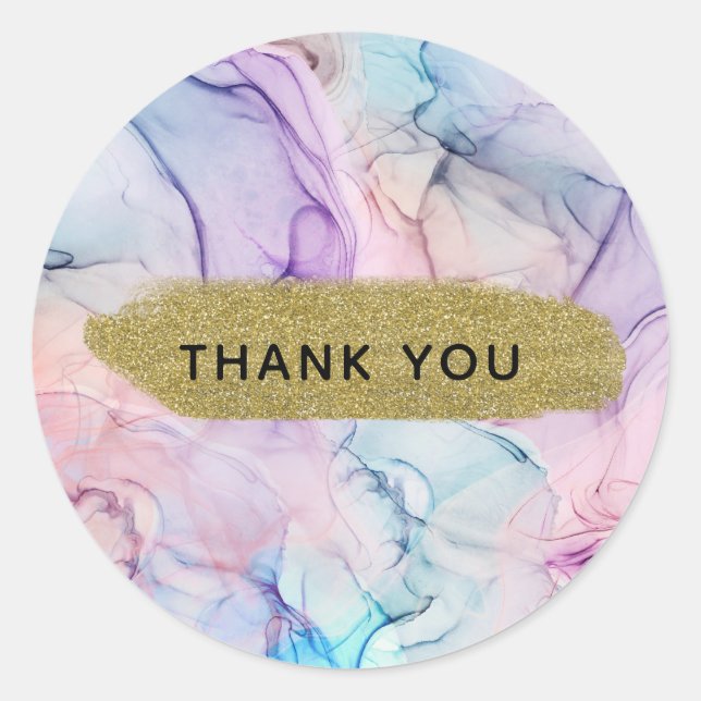 Wispy Ethereal Pastel Watercolor Inky Fantasy Glam Runder Aufkleber (Vorderseite)