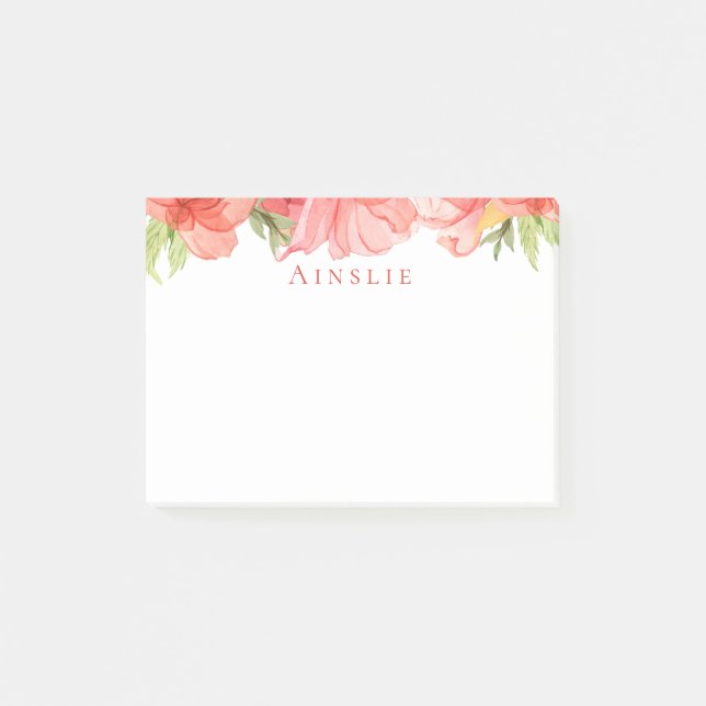 Wispy Floral Personalisiert Notes Post-it Klebezettel (Vorderseite)