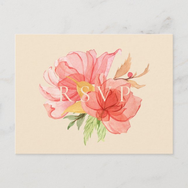 Wispy Floral Wedding RSVP Song Request Einladungspostkarte (Vorderseite)