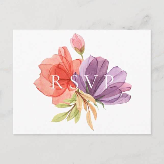 Wispy Floral Wedding RSVP Song Request Einladungspostkarte (Vorderseite)