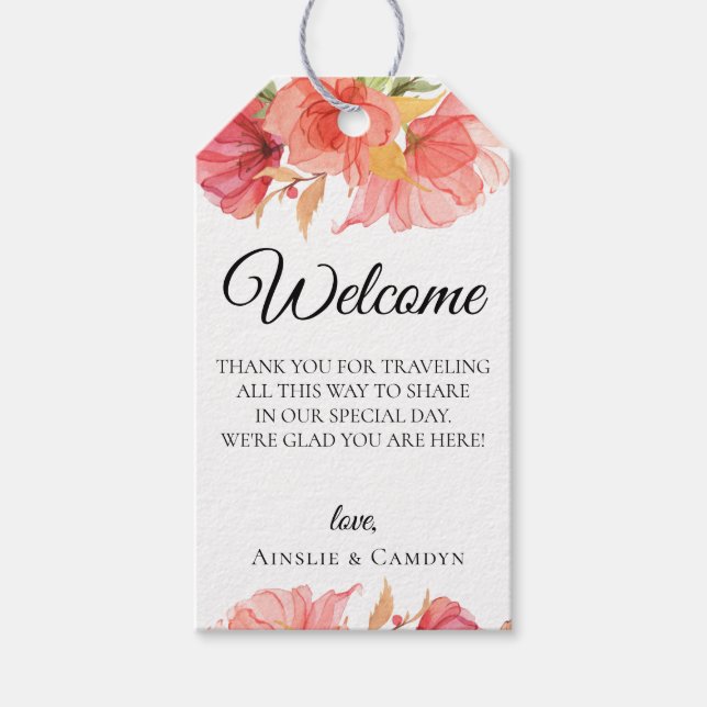 Wispy Floral Wedding Welcome Bag Geschenkanhänger (Vorderseite)
