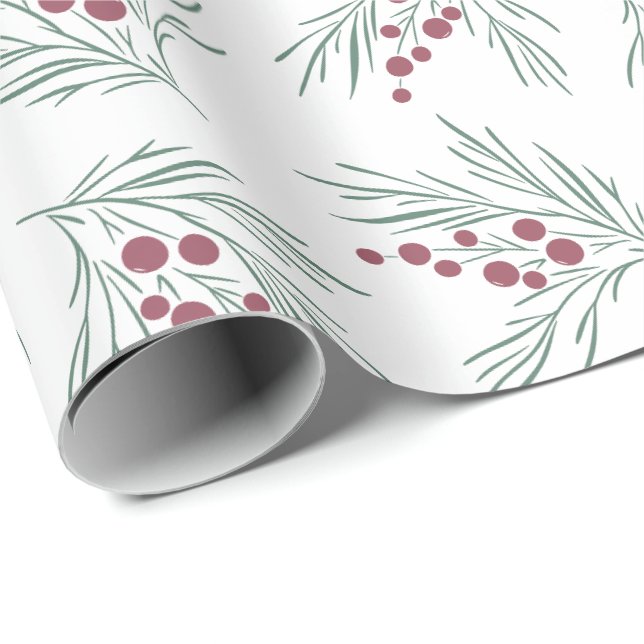 Wispy Urlaubssrig von Blätter & Beeren Geschenkpapier (Rolleneckpunkt)