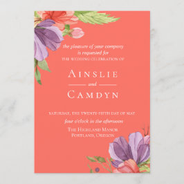 Wispy Watercolor Floral Wedding Einladung