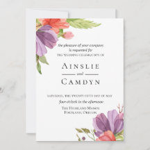 Wispy Watercolor Floral Wedding Einladung