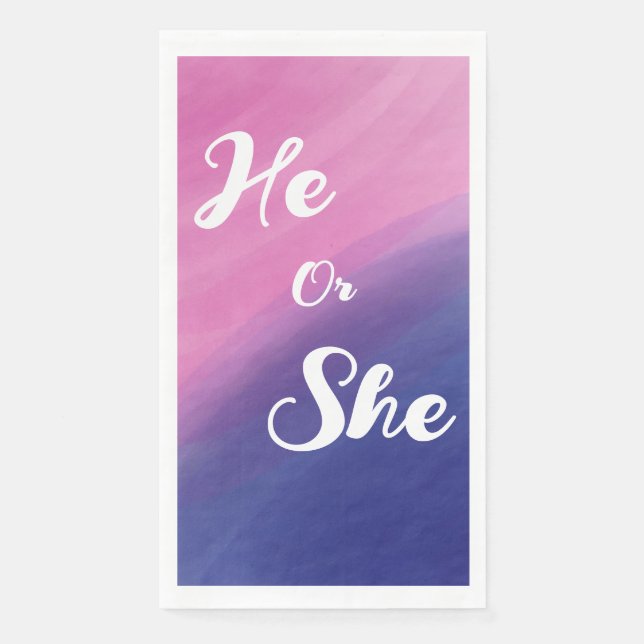 Wispy Watercolor Gender Reveal Serviette (Vorderseite)