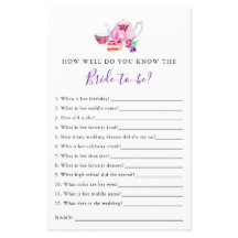 wissen, die Braut Brautparty Game Tea Party Lila