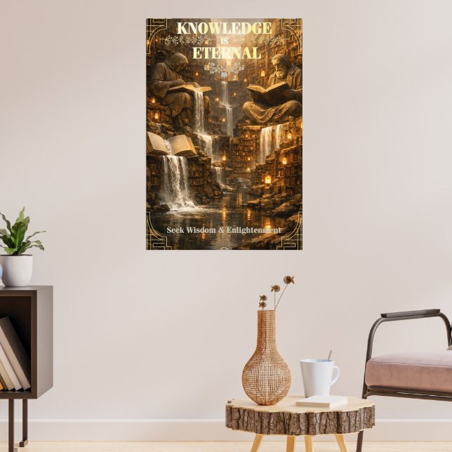 Wissen ist ewig – Wisdom Library Poster (Wohnzimmer 3)