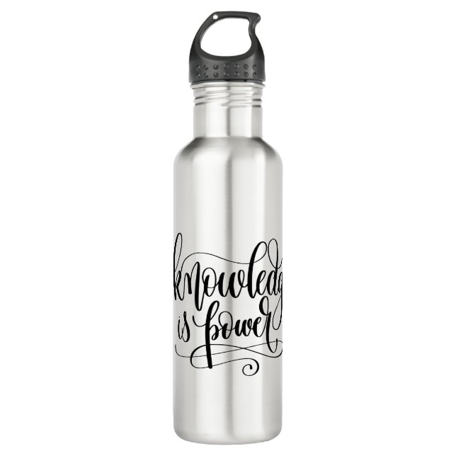 Wissen ist Power Edelstahlflasche (Vorderseite)