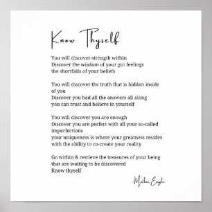 Wissen Sie sich selbst inspirierendes Gedicht Post Poster