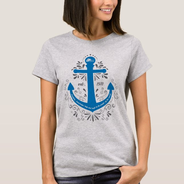 Wissens-, Hilfs-und Hoffnungs-Anker-hellgraues T-Shirt (Vorderseite)