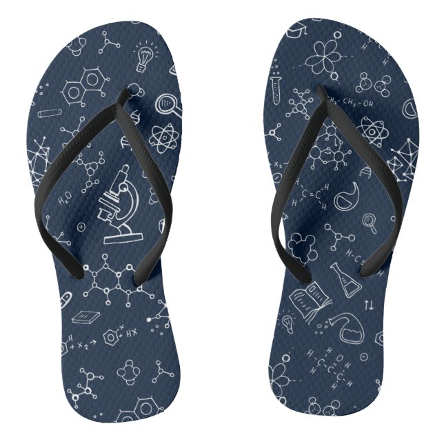 Wissenschaft / Chemie Doodle-Muster Flip Flops (Fußbett)