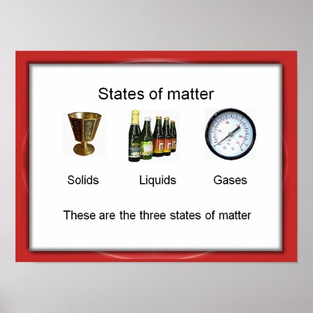 Wissenschaft, Chemie, Staaten der Materie Poster (Vorne)