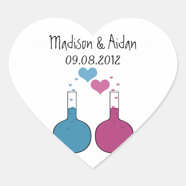 Wissenschaft der Liebe von Hochzeitstickern Herz-Aufkleber (Vorderseite)