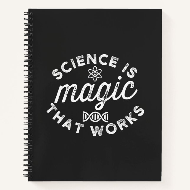 WISSENSCHAFT IST DIE FUNKTIONIERENDE MAGIE NOTIZBUCH (Vorderseite)