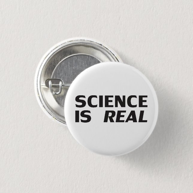 Wissenschaft ist eine echte weiße, moderne, mutige button (Vorne & Hinten)