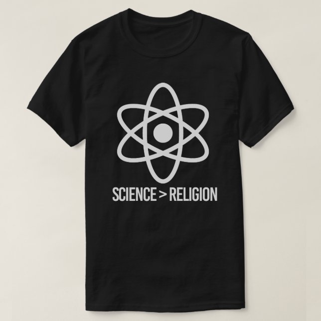 Wissenschaft ist größer als Religion T-Shirt (Design vorne)