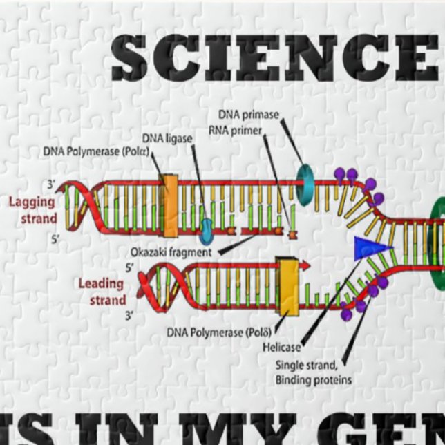 Wissenschaft ist in meinen Genen (Genetics attitude jigsaw puzzle featuring DNA replication for anyone into science!)