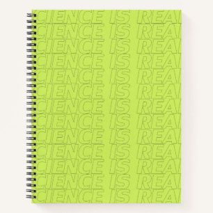 "Wissenschaft ist real" - Neon green Notizbuch