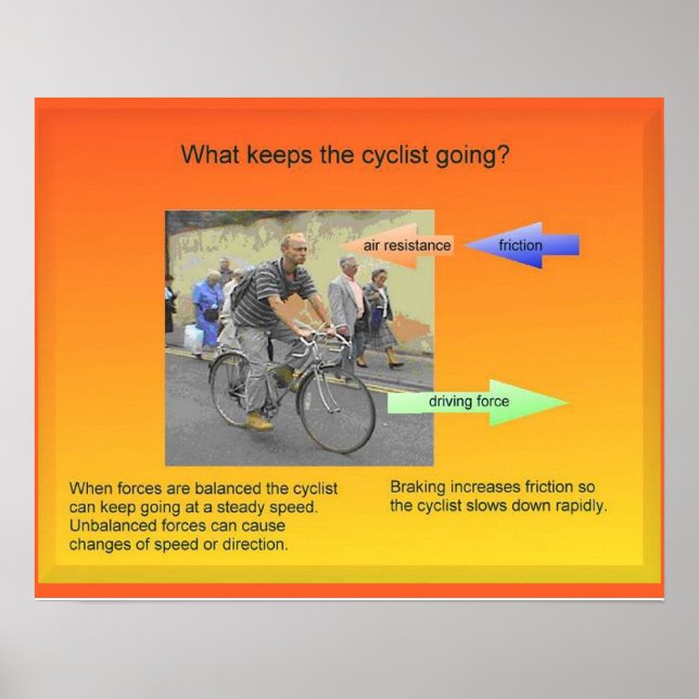 Wissenschaft, Physik, Kräfte und Bewegung, Fahrrad Poster (Vorne)