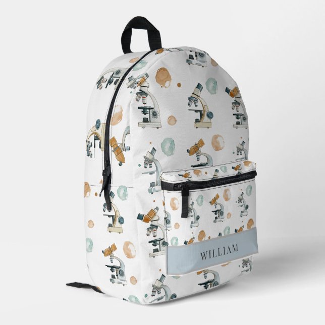 Wissenschaft und Mikroskop Kinder zurück in die Sc Bedruckter Rucksack (Rückseitige Ecke links)