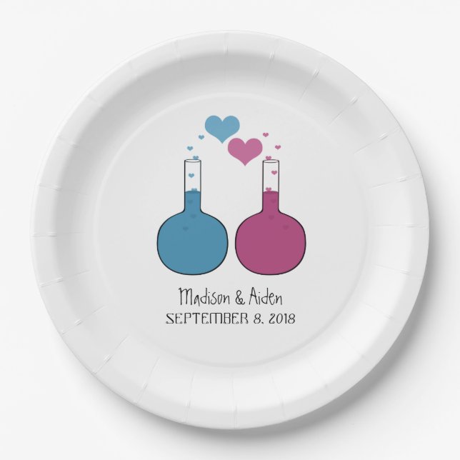 Wissenschaft von Liebe Hochzeitspapier-Tellern Pappteller (Vorderseite)