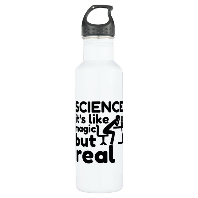 Wissenschaft wie Magie, aber real Edelstahlflasche (Vorderseite)