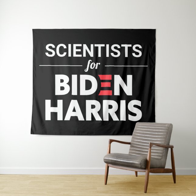 Wissenschaftler für Biden Harris Custom Text Black Wandteppich (Beispiel (Horizontal))