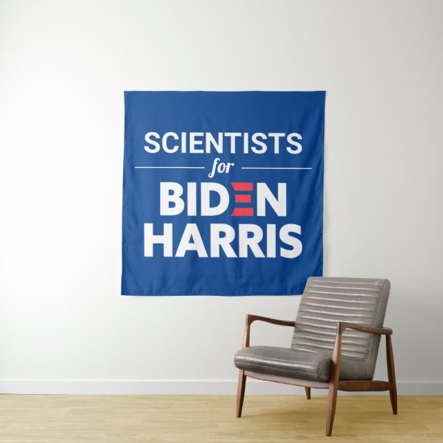 Wissenschaftler für Biden Harris Custom Text Blue Wandteppich (Beispiel)