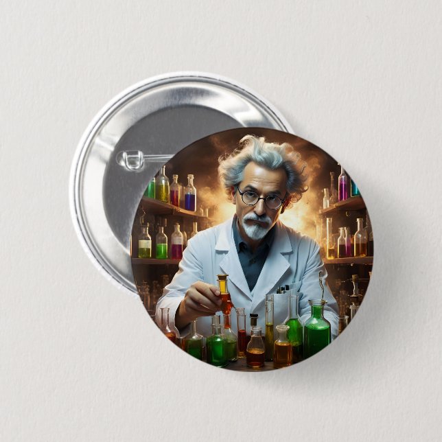Wissenschaftler in Labormischpulen, Button (Vorne & Hinten)