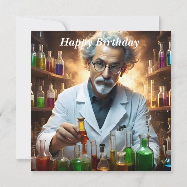 Wissenschaftler in Labormischtränken, Geburtstag Karte (Vorderseite)