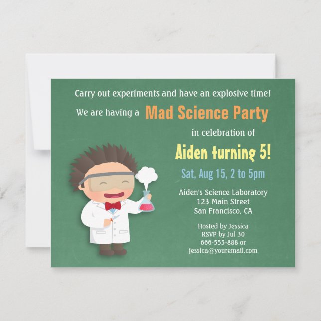 Wissenschaftler Mad Science - Einladungen zur Gebu (Vorderseite)