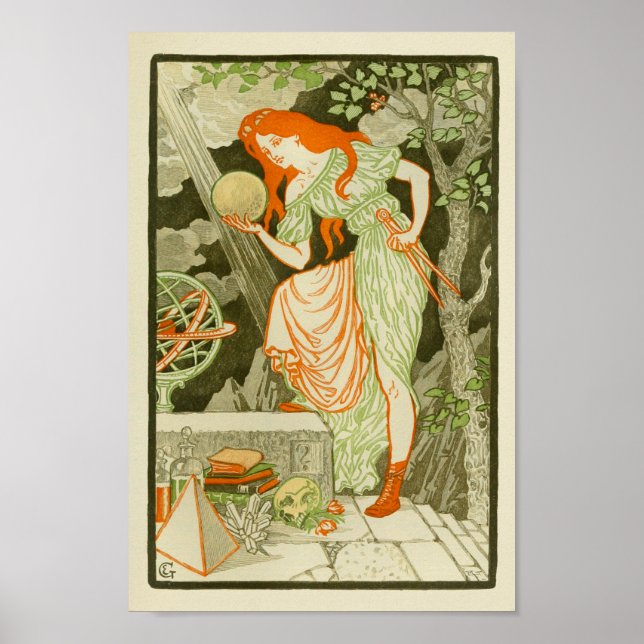 Wissenschaftlerin Globe Pyramid Print Poster (Vorne)