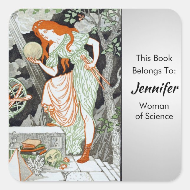 Wissenschaftlerinnen von Eugene Grasset Personaliz Quadratischer Aufkleber (Vorderseite)