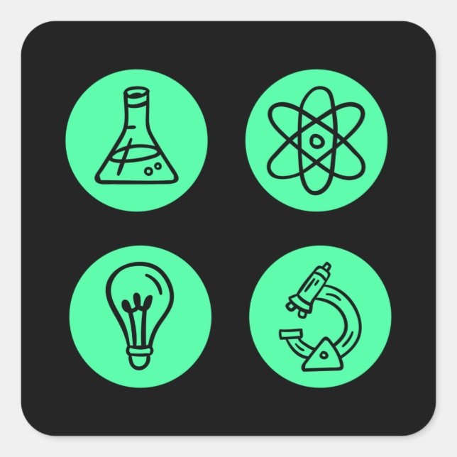 Wissenschaftliche Elemente Quadratischer Aufkleber (Vorderseite)