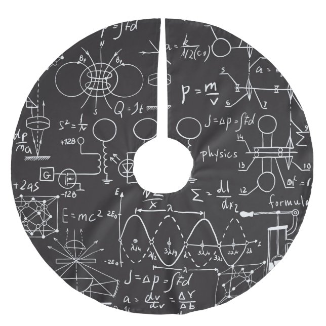 Wissenschaftliche Formeln: Chalkboard-Berechnungsm Polyester Weihnachtsbaumdecke (Vorderseite)